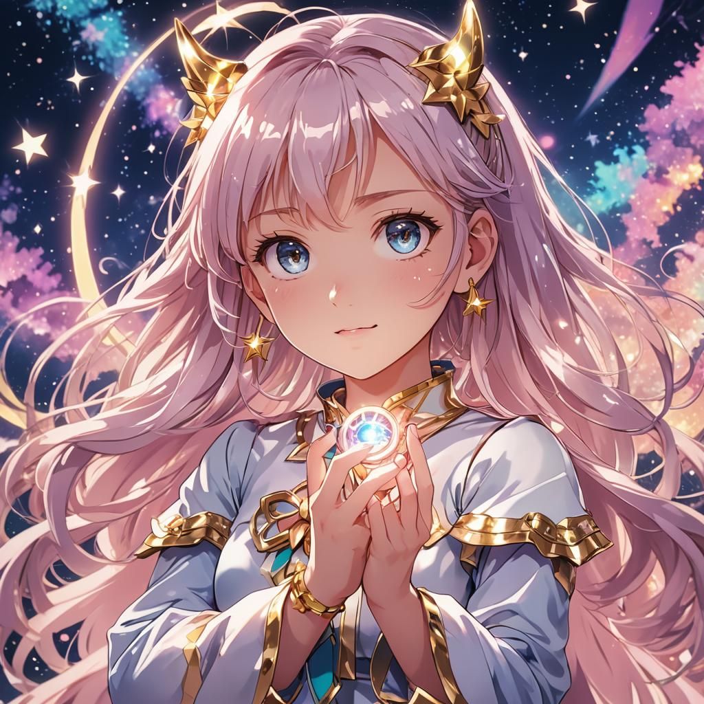 Magical Girl Anime with Glowing Ring and Aura