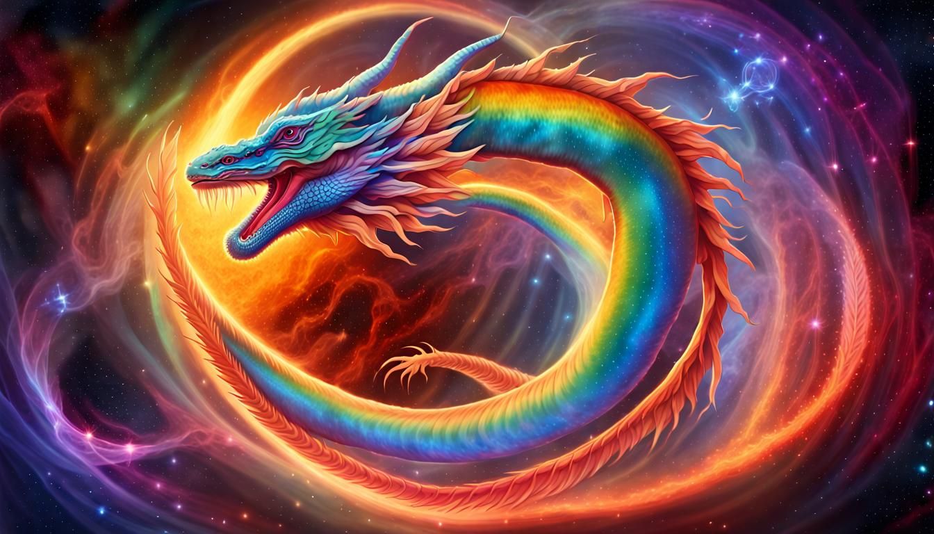 Cosmic Rainbow Dragon in Star-Formation Nebula