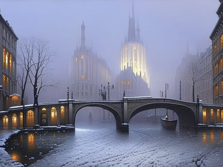 Winter in Gotham City: Architectural Art