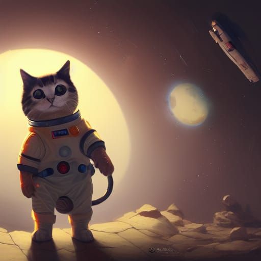 Astronaut Cat: Detailed Fantasy Concept Art