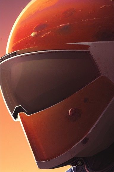 Elon Musk Portrait on Mars in Retrofuturistic Style