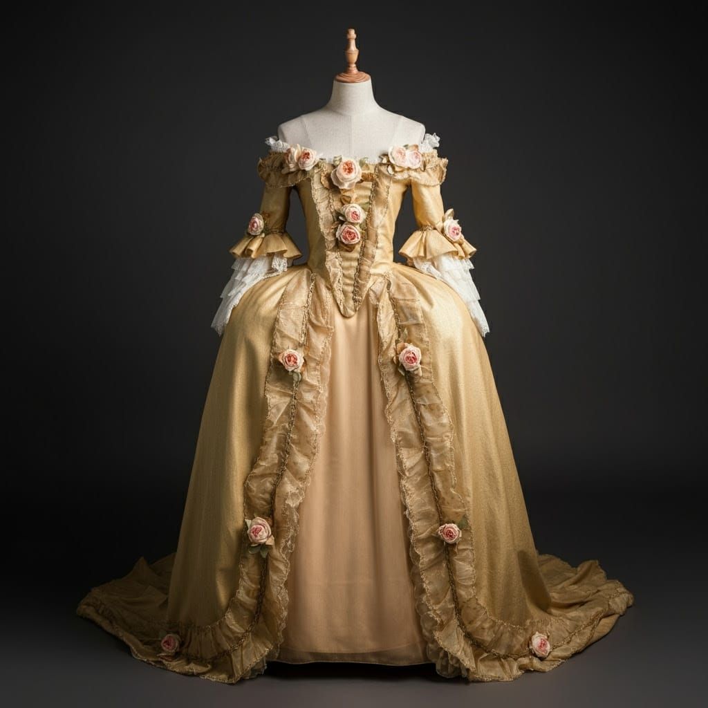Ethereal 18th-Century French Princess Gown with Ruffles and ...