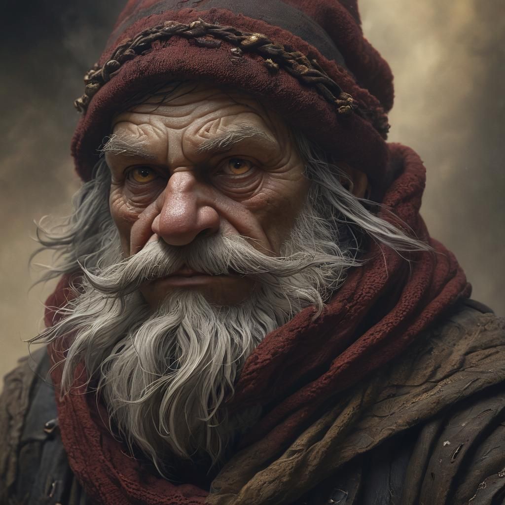 Gnome Wizard Portrait in Dark Fantasy Style