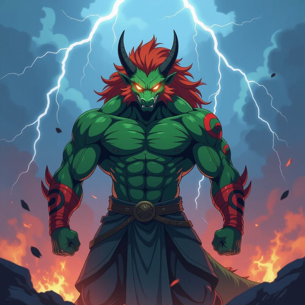 Dragon-Man in Raging Storm, Studio Trigger Anime Style