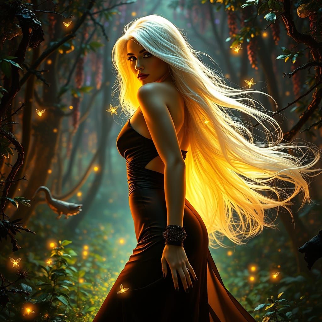 Ethereal Forest Goddess in Golden Light