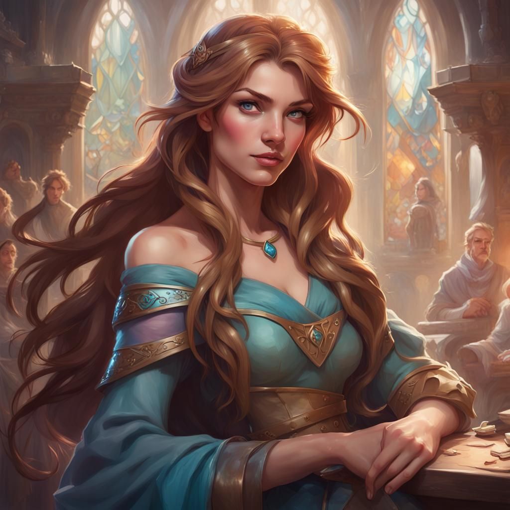 Disney Princess in D&D: Art Nouveau Portrait