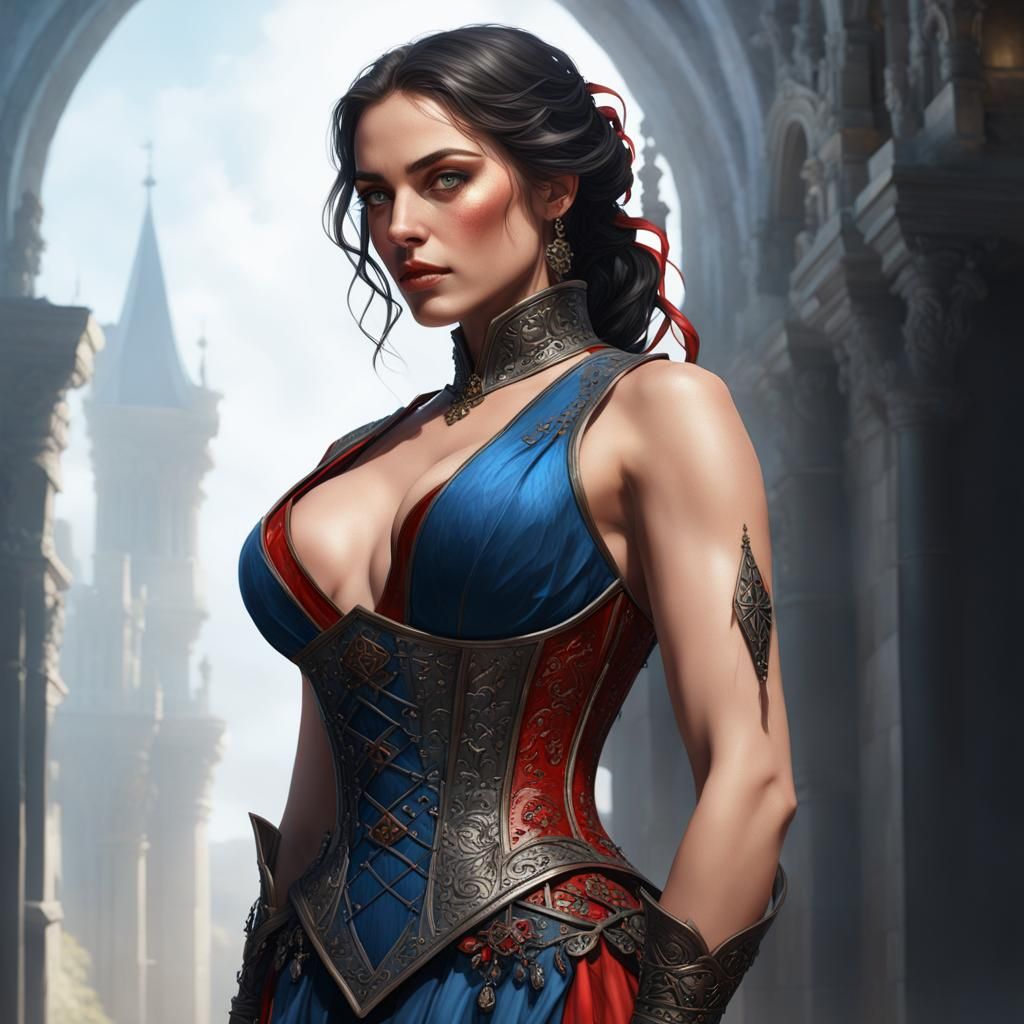 Medieval Knight Woman Portrait in Hyperdetailed Digital Art