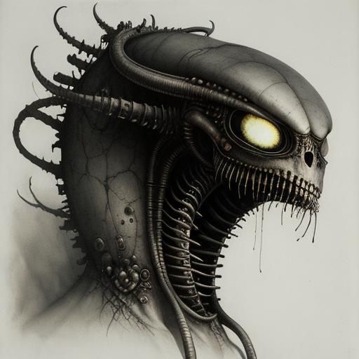 Eerie Alien Illustration in Pen and Ink