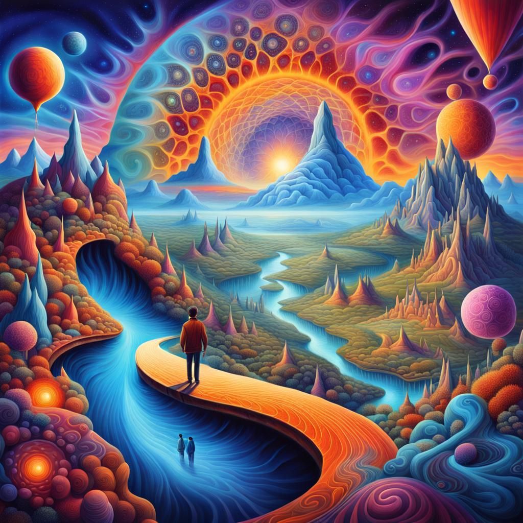 Dreamer Navigating a Vivid Lucid Dream World
