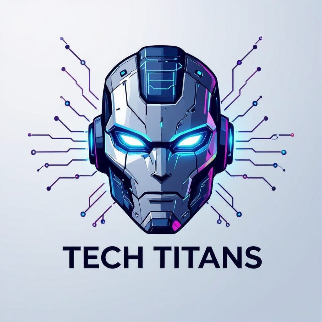 Tech Titans Logo: Robot Head with Circuitry