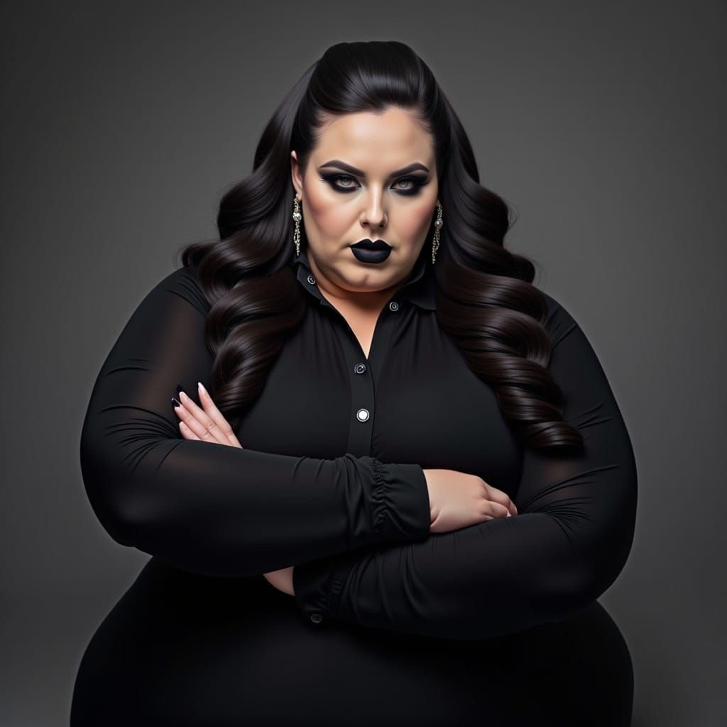 Imposing Plus-Sized Woman with Commanding Expression