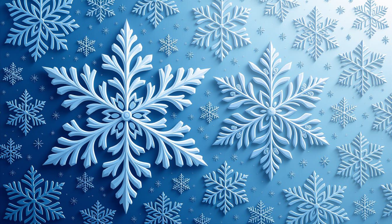 Art Nouveau Snowflakes with Geometric Patterns and Volumetri...