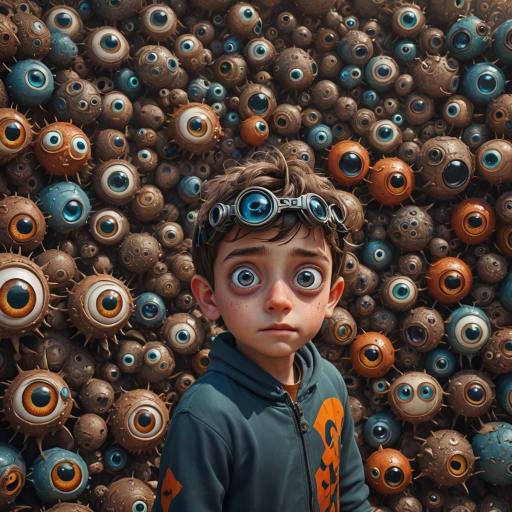 Boy with Googly Eyes: Detailed Fantasy Art