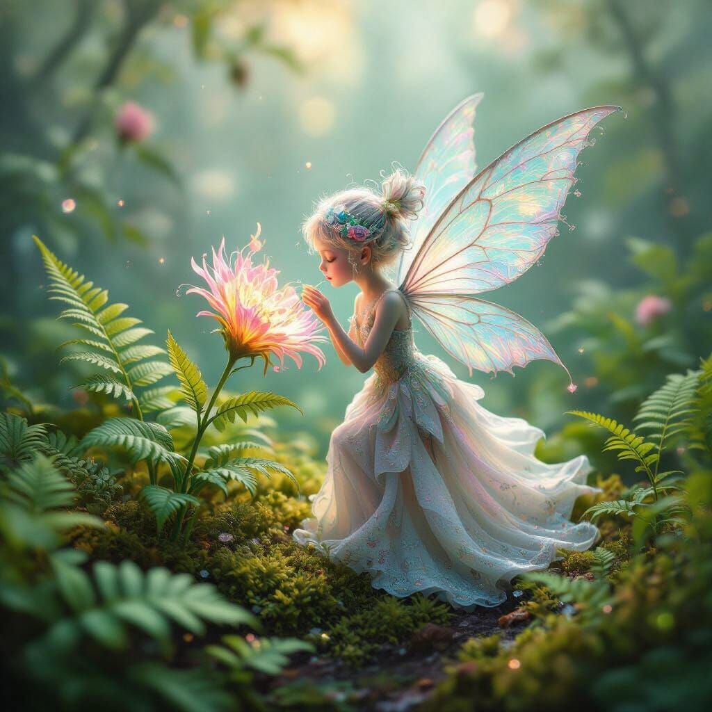 Ethereal Sprite Sipping Nectar: Alcohol Ink Art