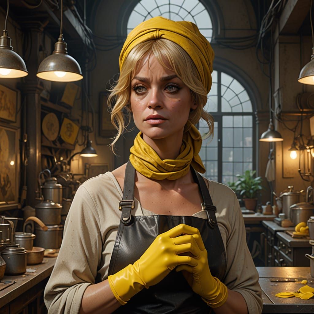 Golden Goddess in Charwoman's Attire