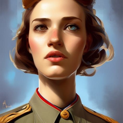 Woman in World War 2 Admiral Uniform Portrait