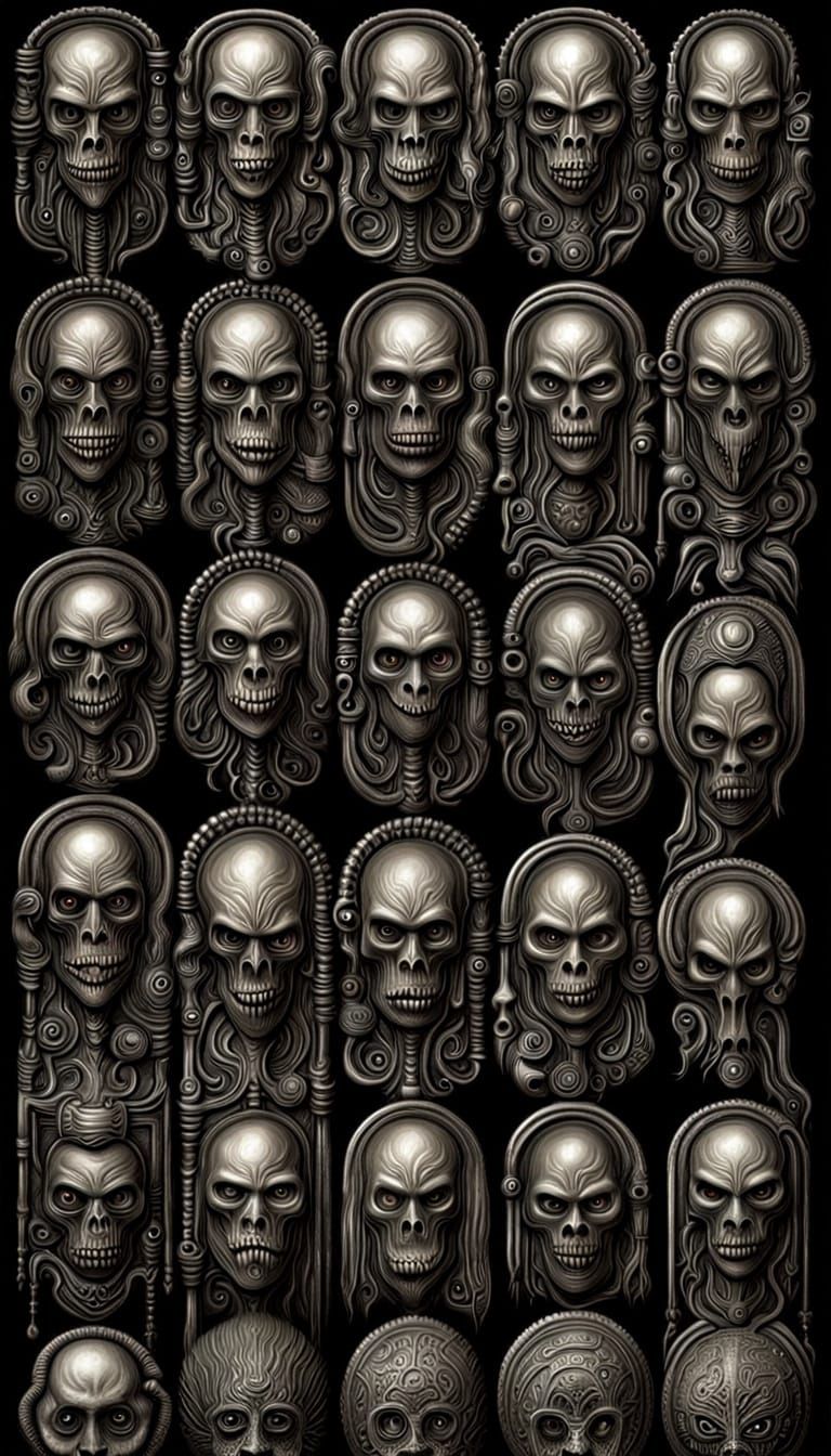 Eerie Glyphs in Biomechanical Style