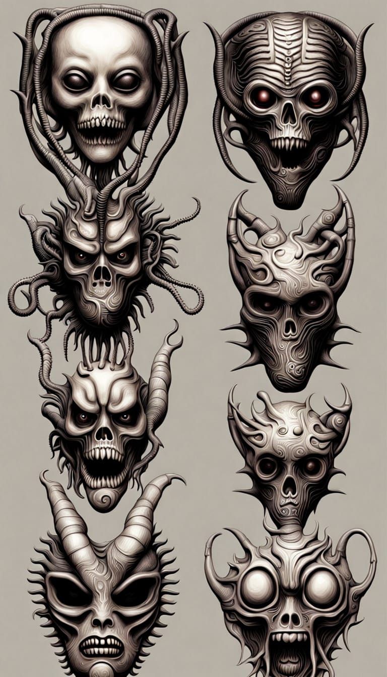 Eerie Glyphs in Biomechanical Style