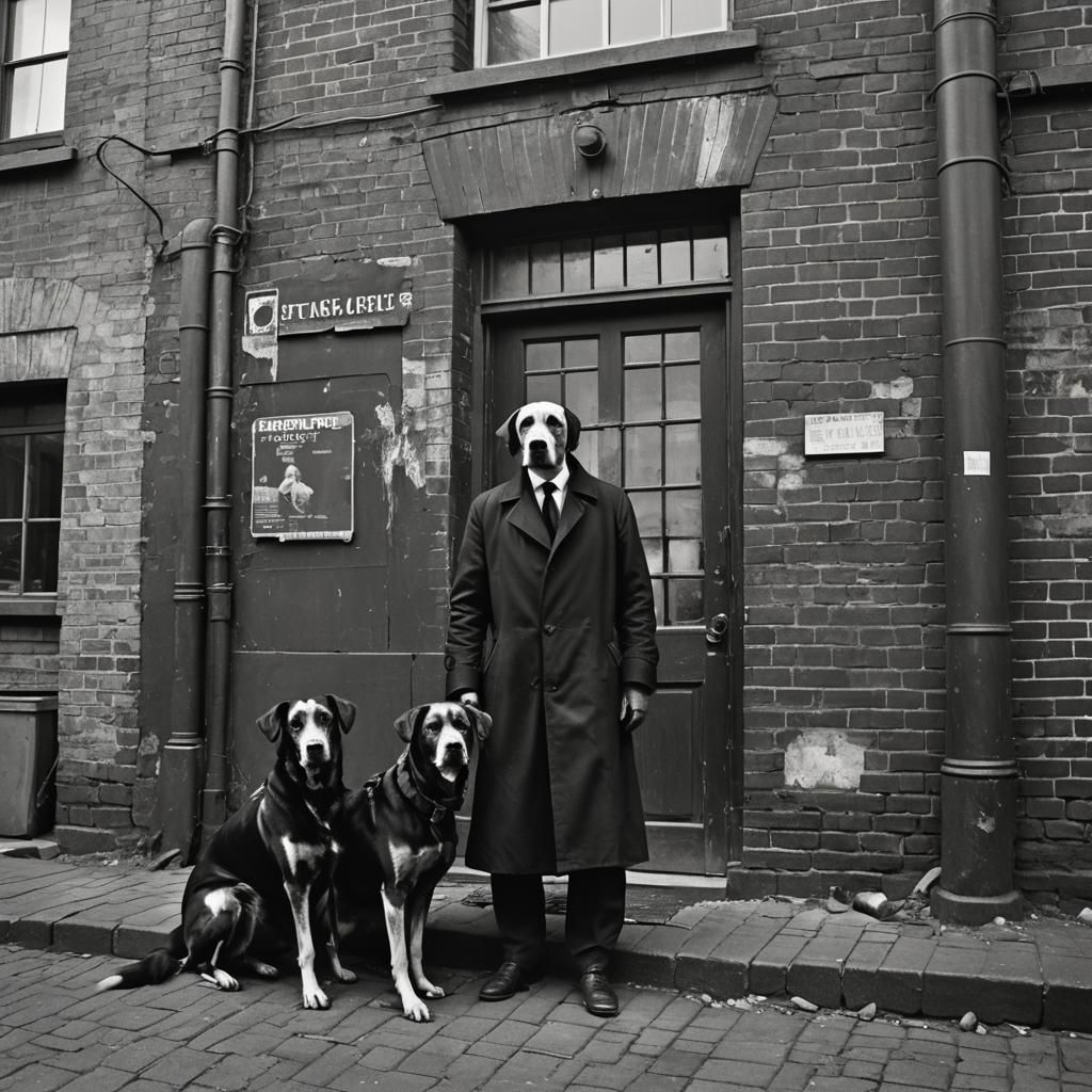 Giant Dogs in Rusted Iron Horror Landscape