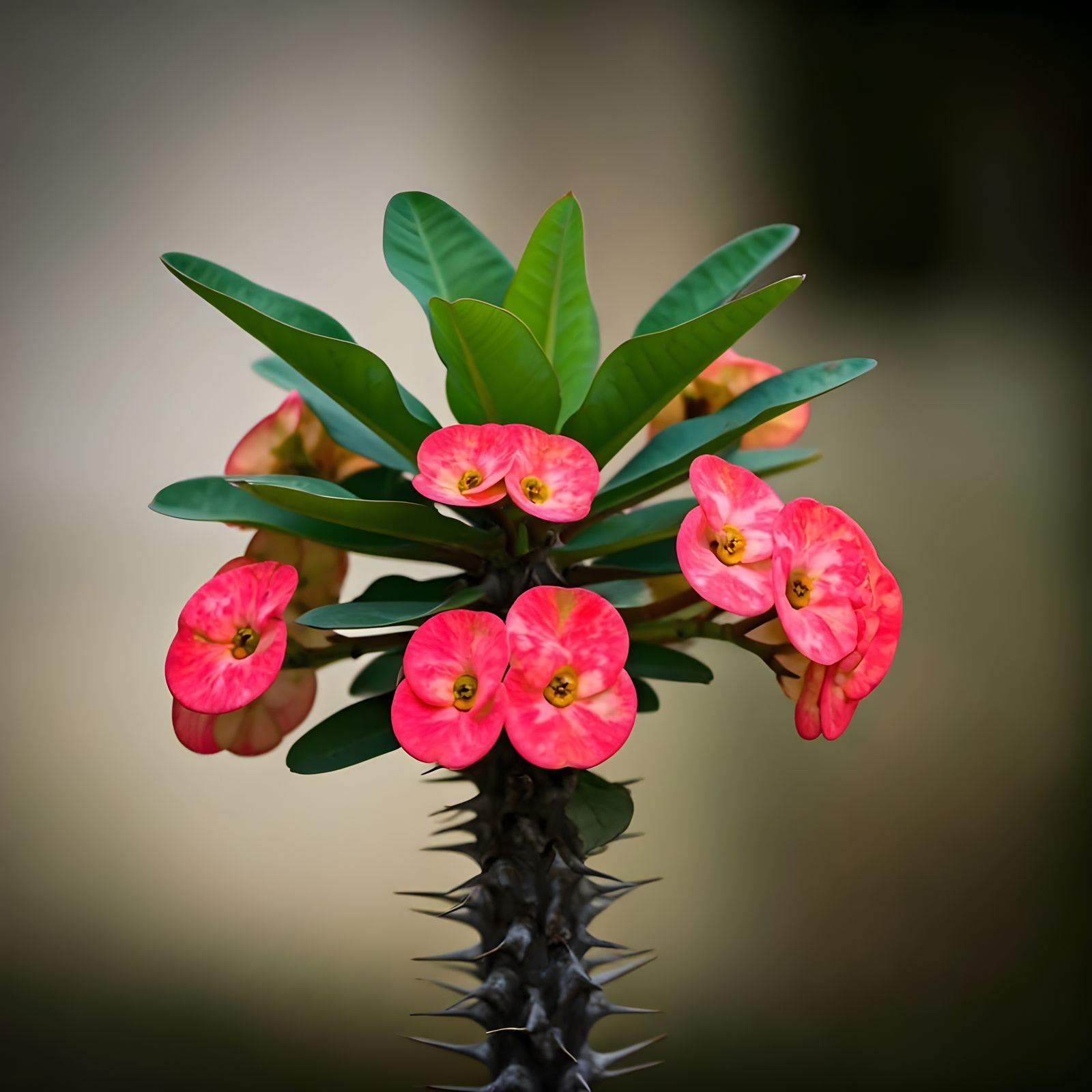 Botanical Masterpiece of Crown of Thorns Plant in Photoreali...
