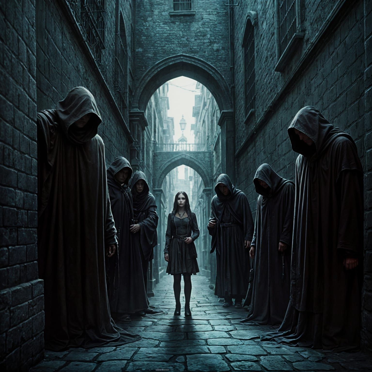 Vampires Hunting a Girl in Dead-End Alley