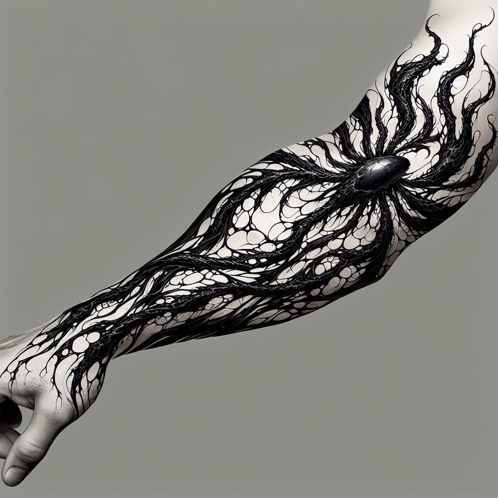 Symbiote Tattoo Design for Forearm in Fantasy Style