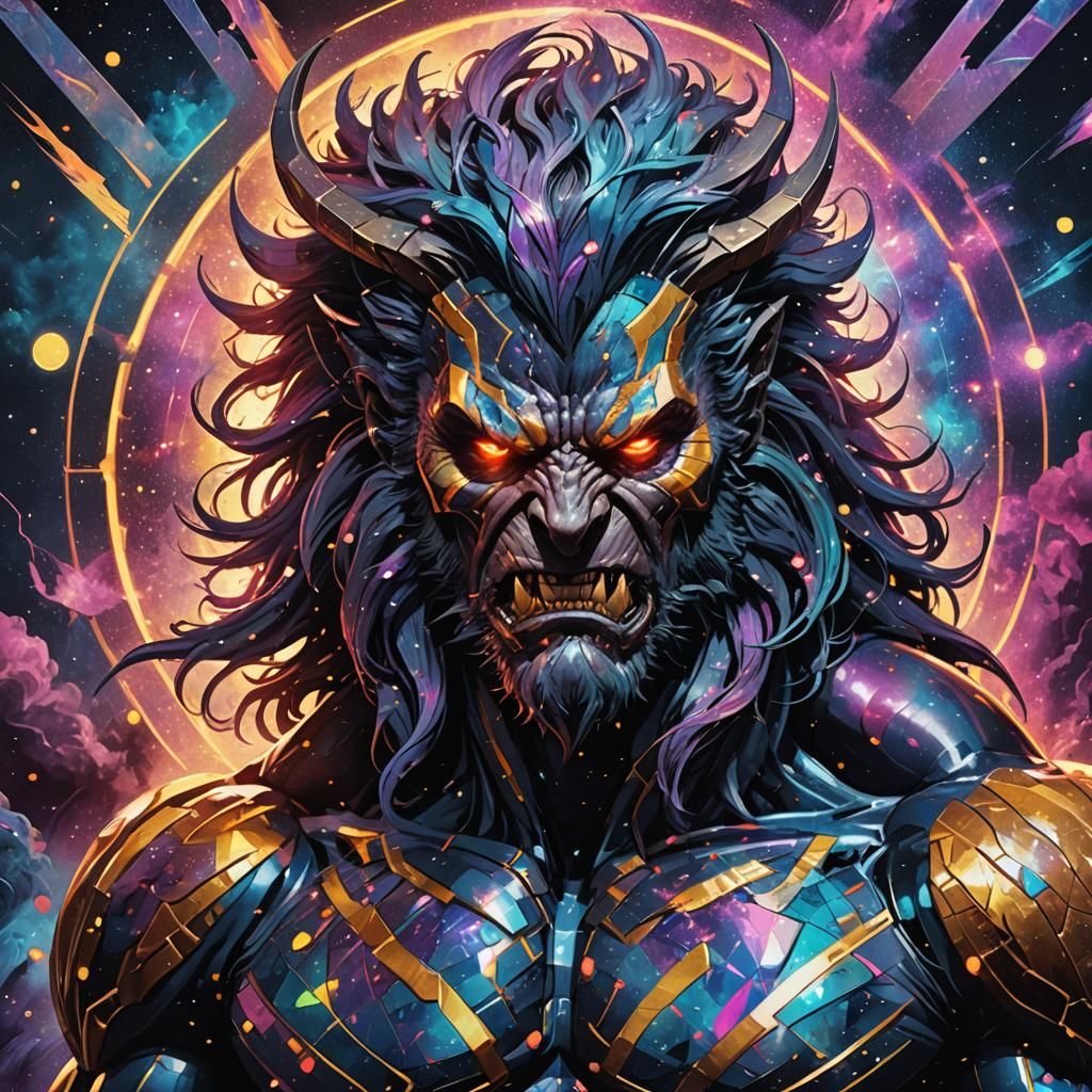 X-Men Beast: Holographic Cosmic Astral Illustration