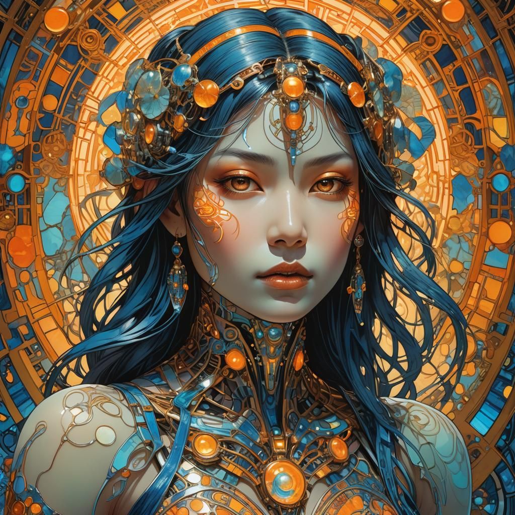 Cybernetic Kenshi Takahashi in Art Nouveau Style