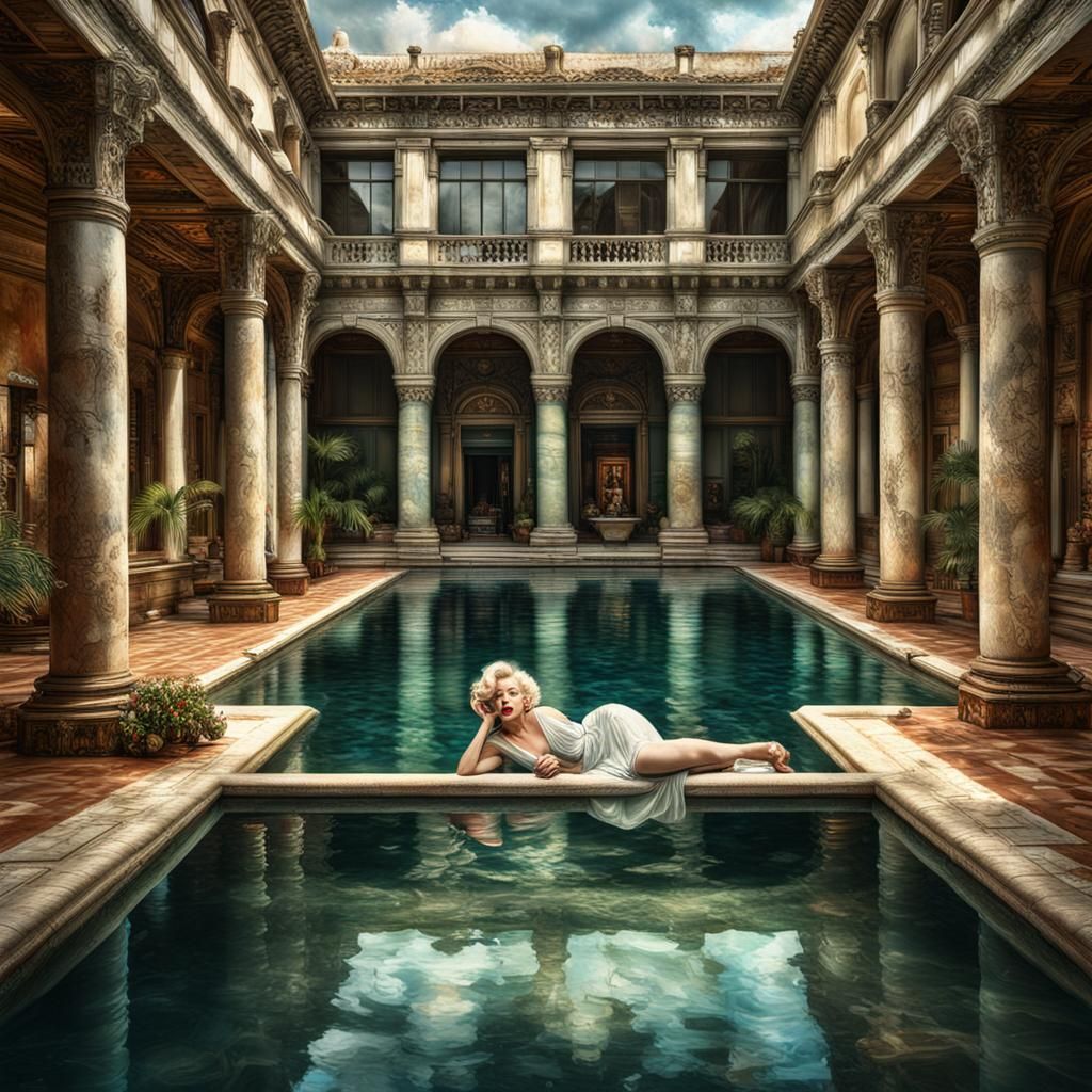 Marilyn Monroe as Alma-Tadema Painting