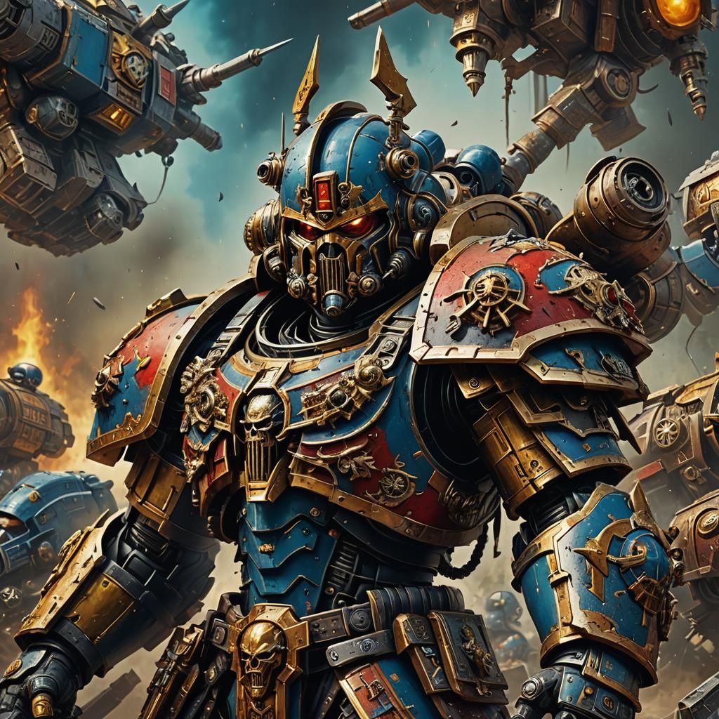 Warhammer 40k Custode with Godly Color Scheme