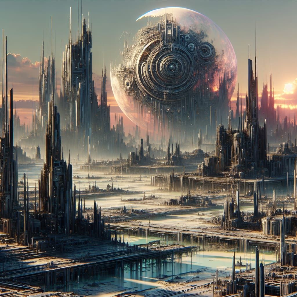 Dystopian Alien City: Futuristic Abstract Beauty