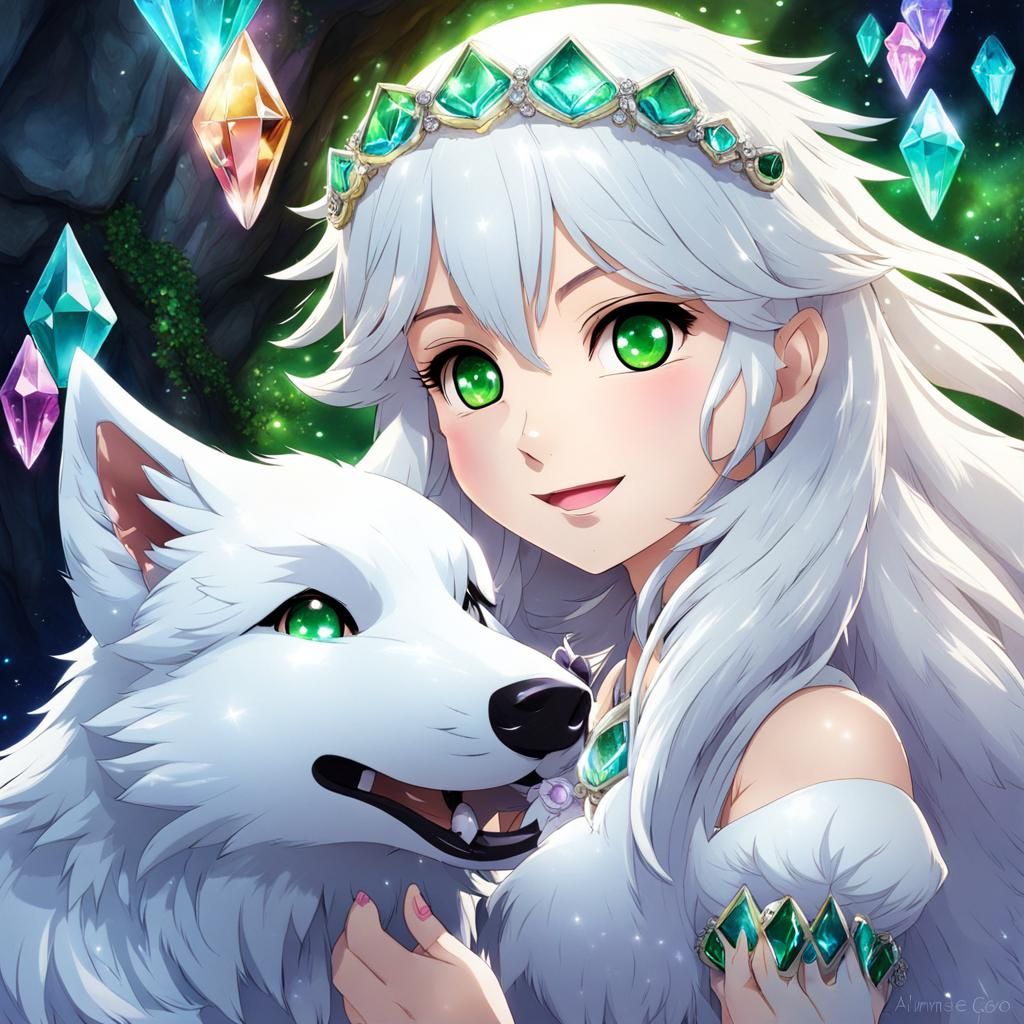 Wolfie in a Crystal Cave