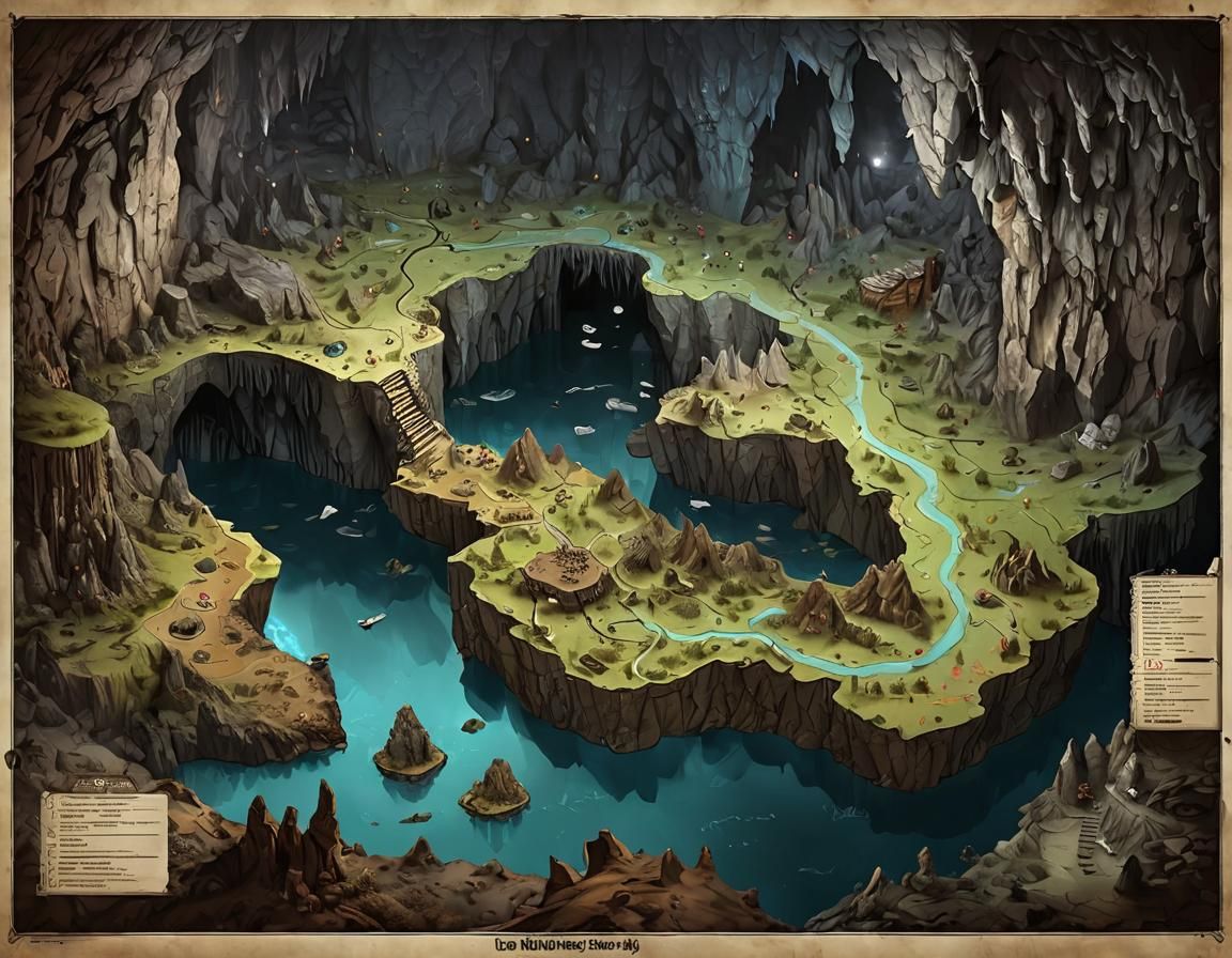 Axonometric D&D Map of Underground Cave System