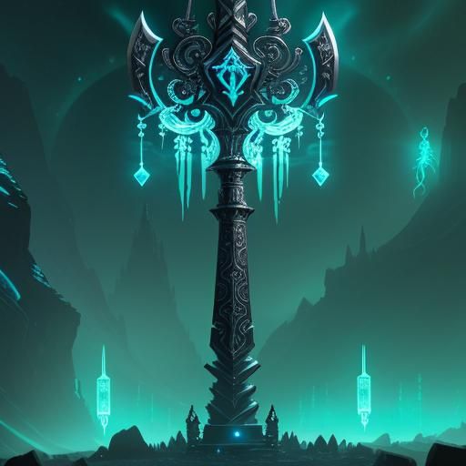 Intricate Iron Hammer with Glowing Runes