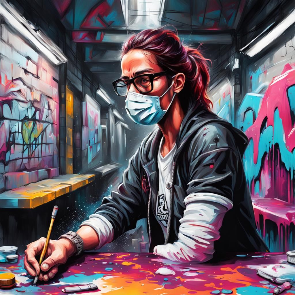Colorful Graffiti Art with Digital Nerd Theme