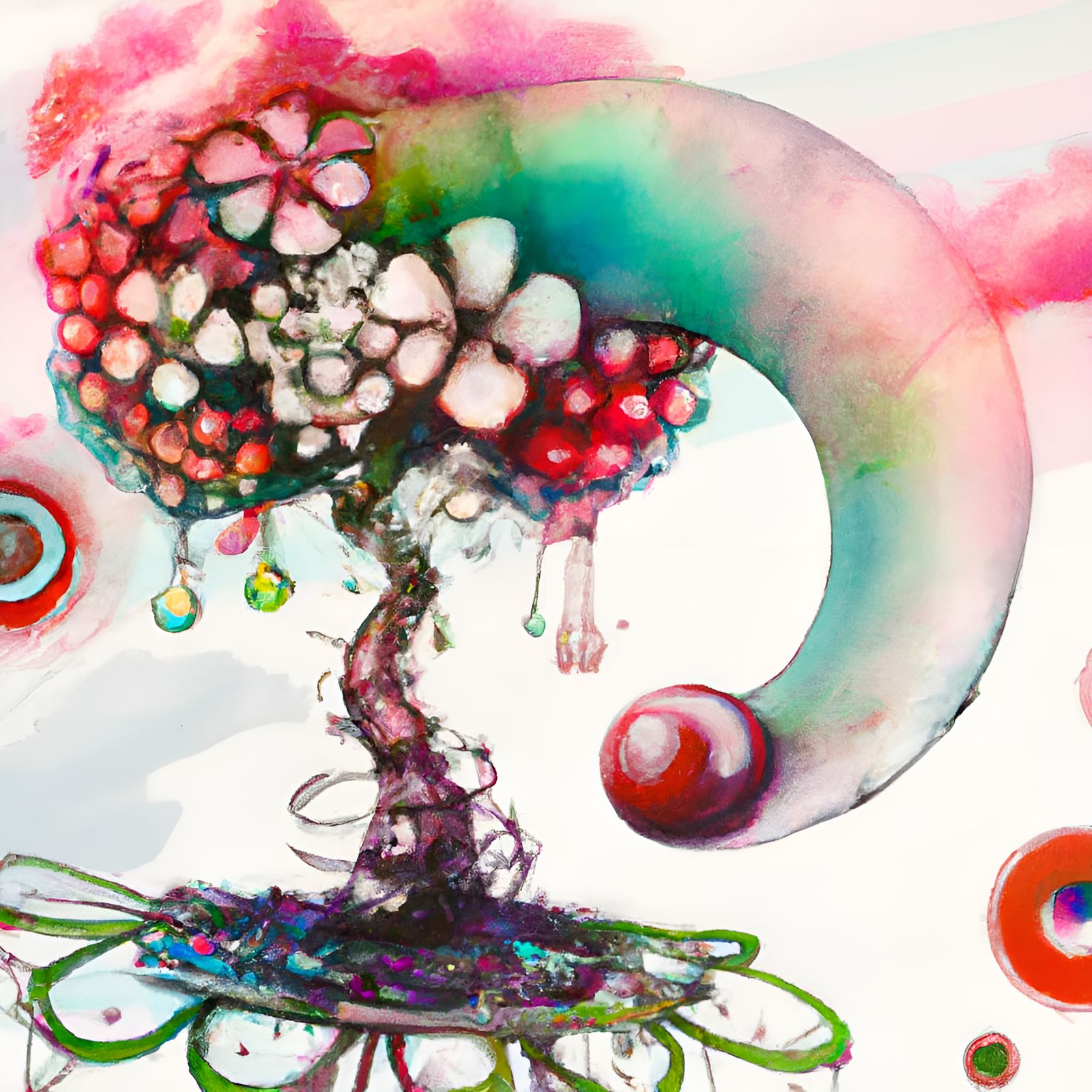 Kaleidoscopic Panopticon Tree in Ink, Detailed Art