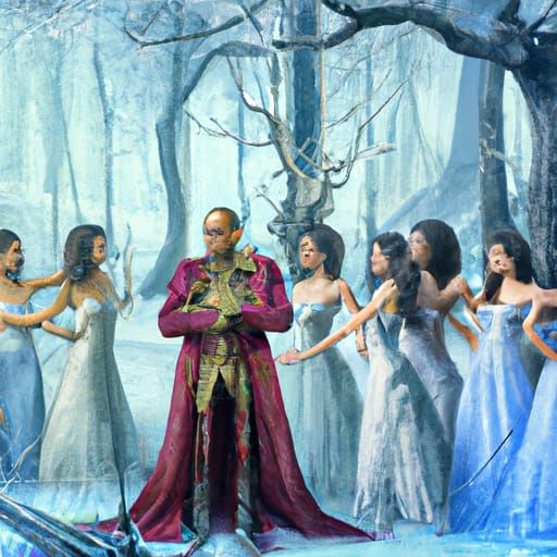 Colombian Man with Lovers in Ice Forest