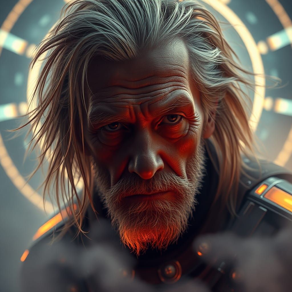 Ethereal Cyclotron: Elderly Man in Sci-Fi Setting