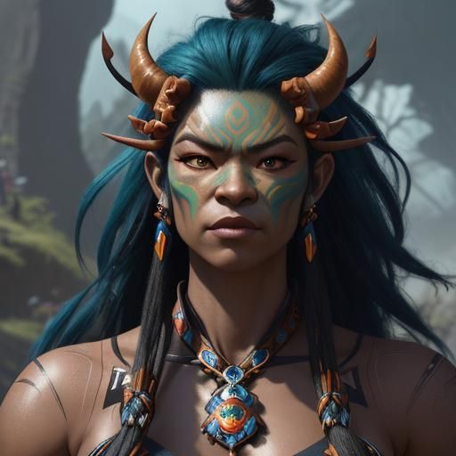 Muscular Tribal Troll Warrior in 3D Anime Art