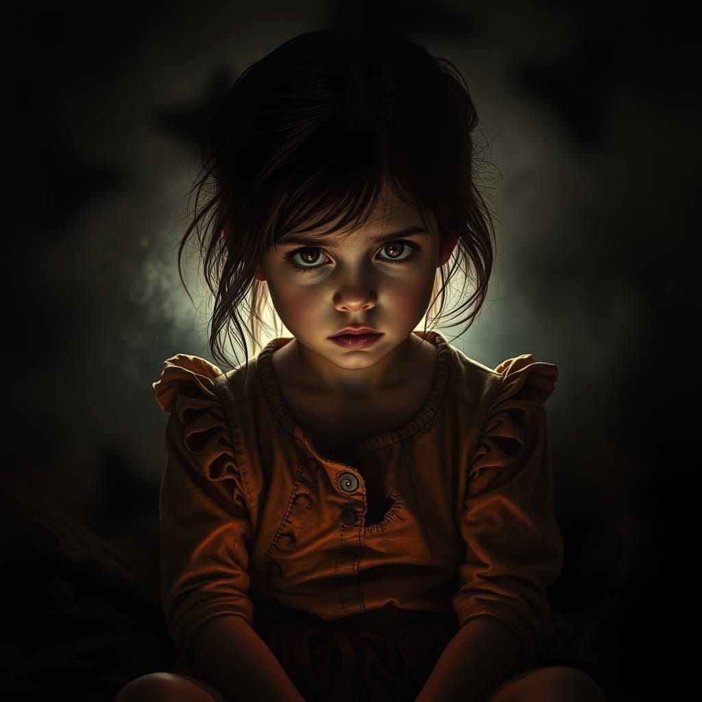 Disturbed Girl in Nightmarish Biomechanical Setting