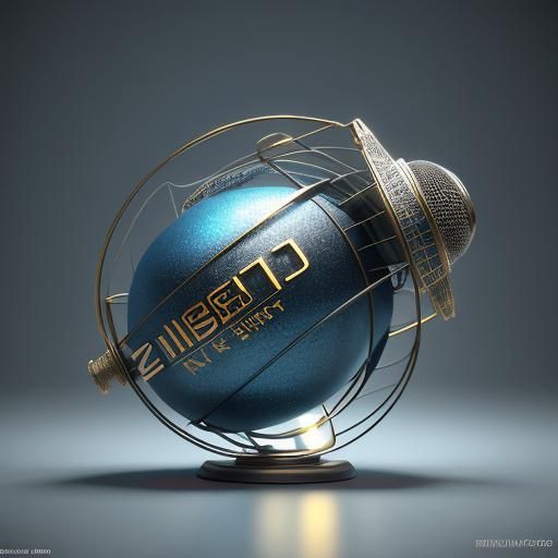 Musical Notes Around Vintage Microphone in 3D Animation