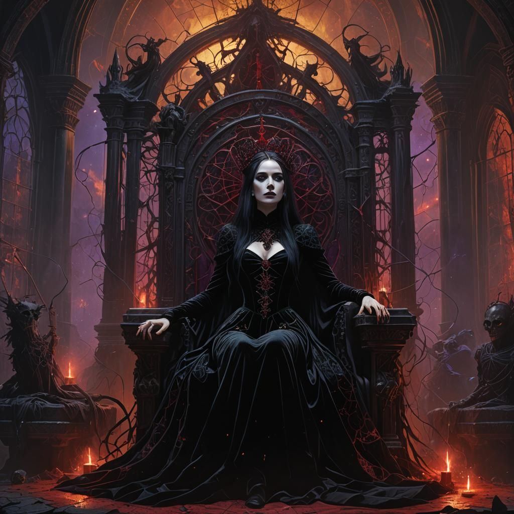 Gothic Duchess on Throne: Victorian Dark Academia