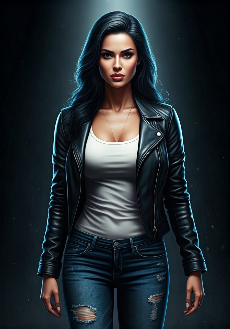 Woman in Spotlight: Cinematic Warehouse Scene