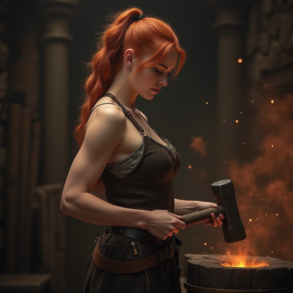 Medieval Blacksmith Goddess in Splendid Detail