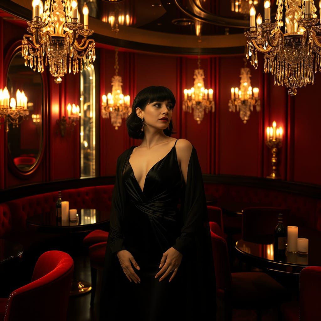 Mysterious Woman in Luxurious Nightclub