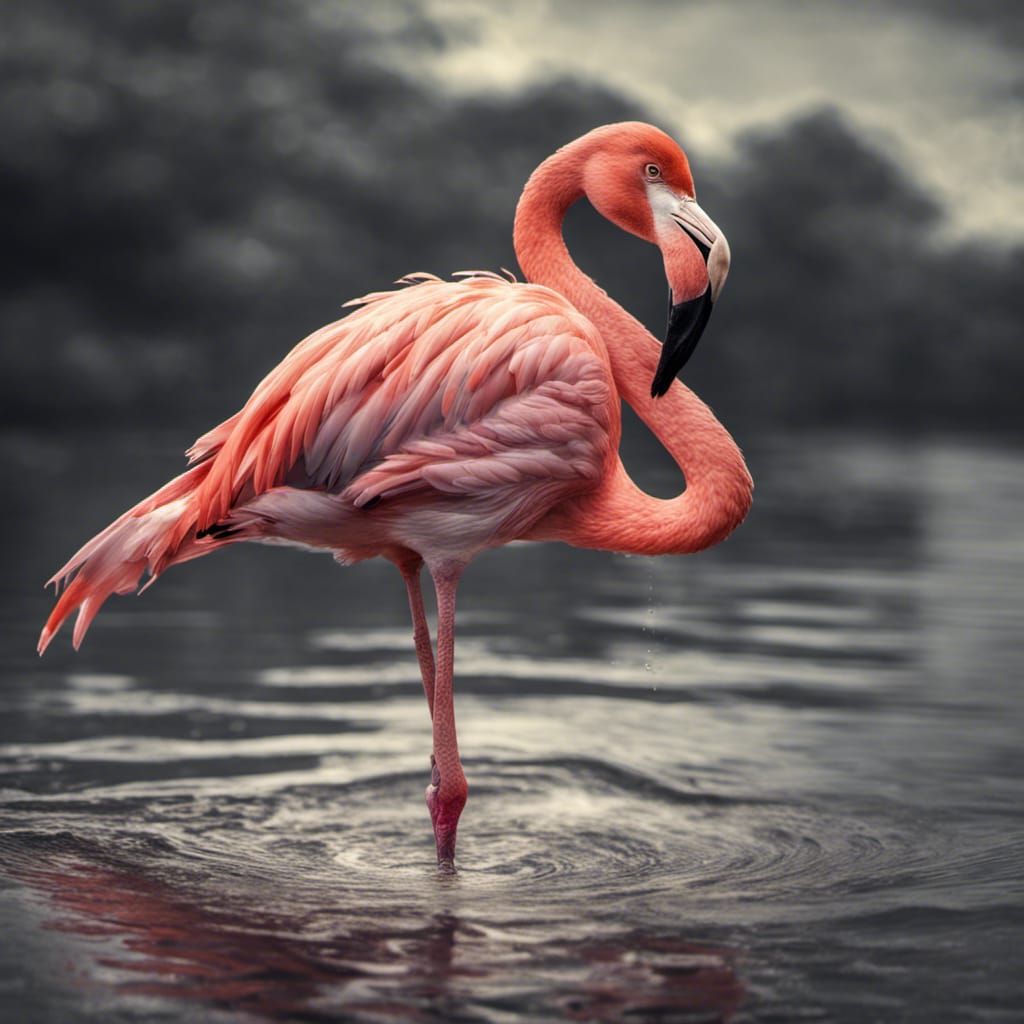 Hyperrealistic Flamingo Portrait in Sharp Focus