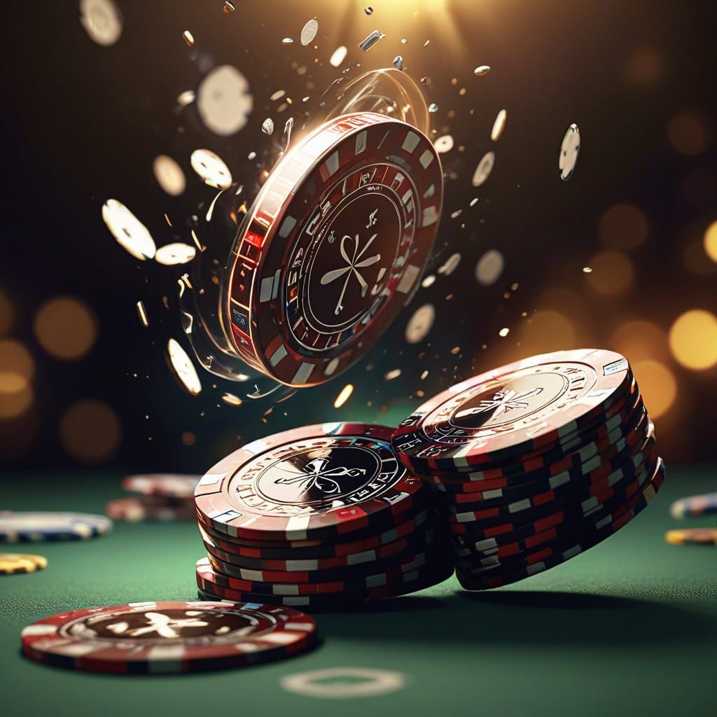Vibrant Poker Chips Dance in Mid-Air