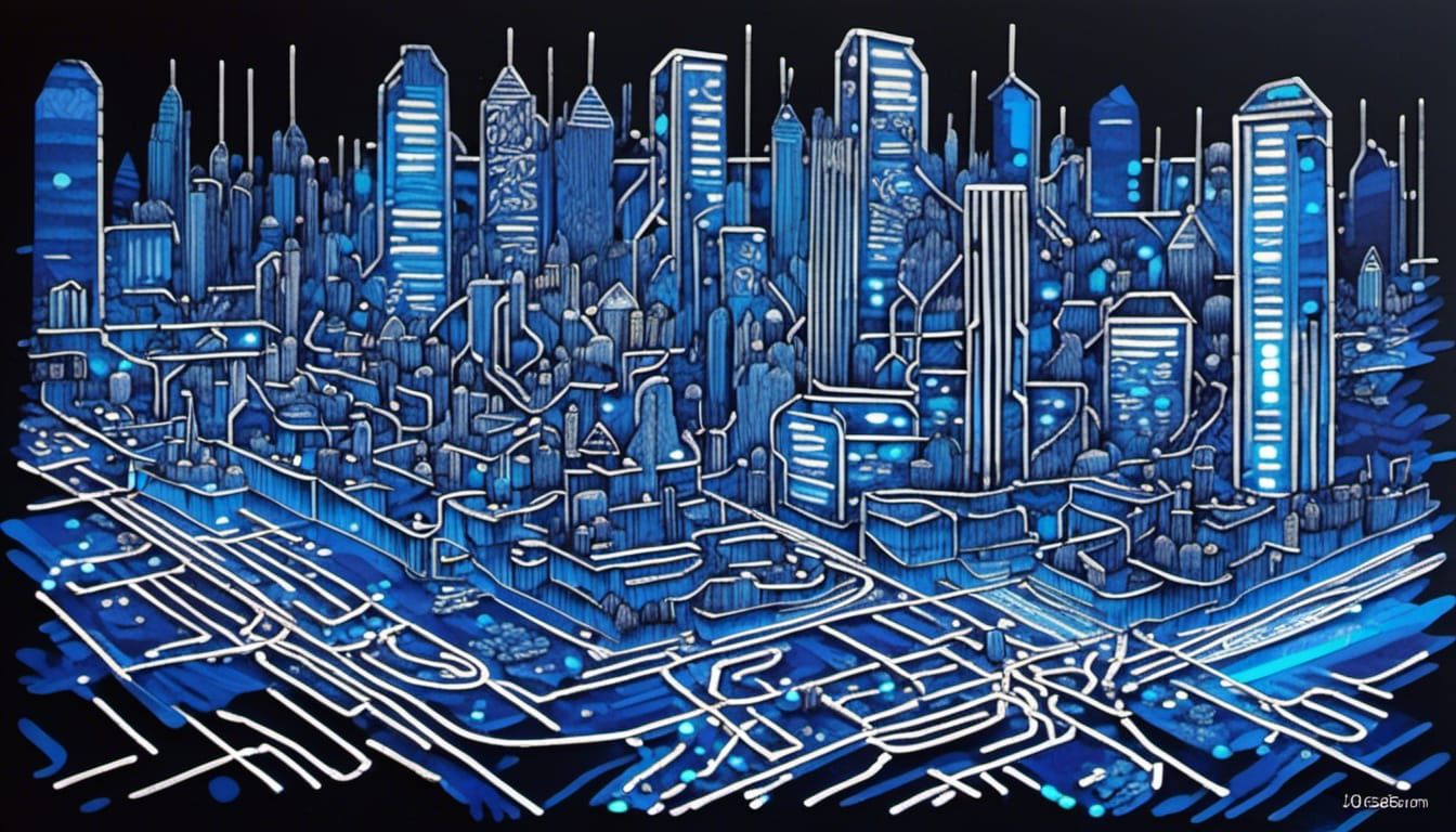 Glasgow City as Retro Electronic Circuit Board