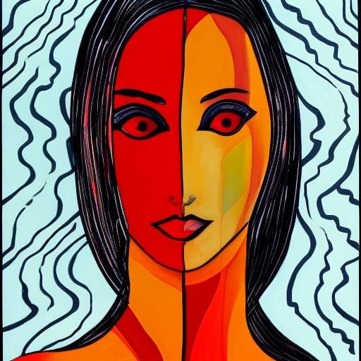 Symmetric Abstract Woman Portrait