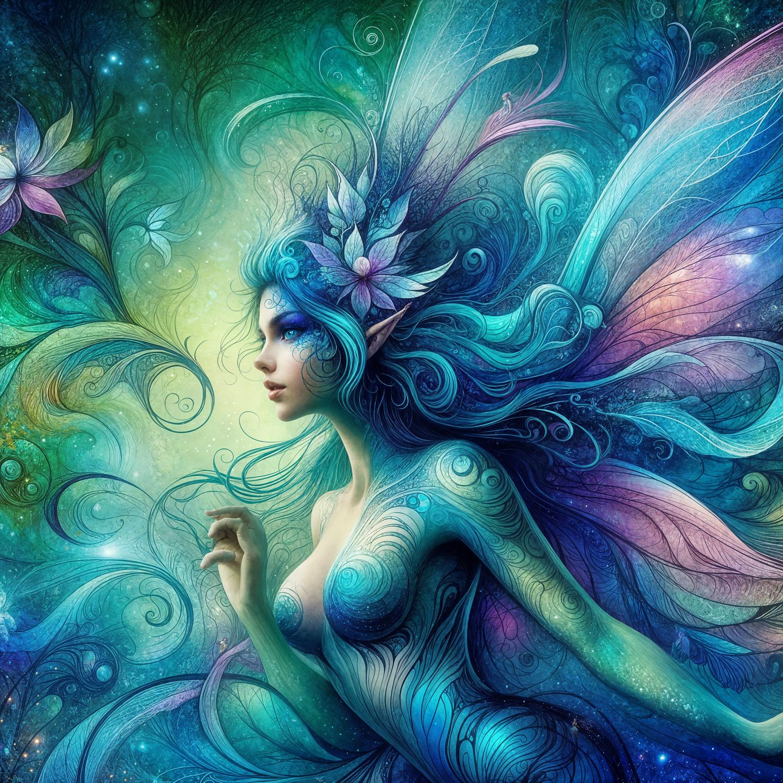 Beautiful flowing fairy